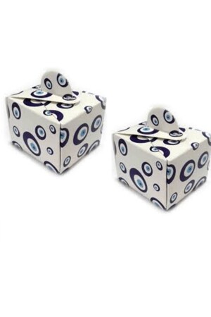 50li Kare Nazar Boncuklu Lokum Sünnet Bebek Lokumluk Hediyelik Dağıtmalık Mevlid Şeker Kutusu - Parti Dolabı