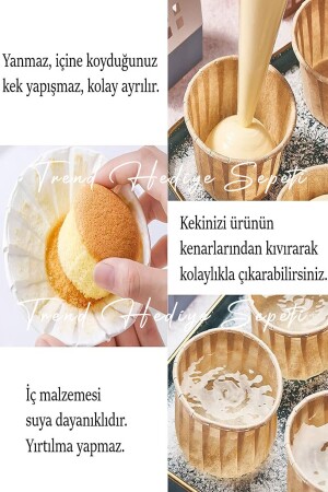 50'li Kraft Kek Kalıbı Sütlü Kahve Içi Yağlı Kağıt Muffin Kalıbı Cupcake Kapsülü - Airfryer Uyumlu - 5