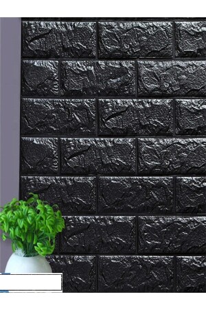 50x30 Cm 0-17 M² Kendinden Yapışkanlı Esnek Köpük Duvar Kağıdı Paneli 3d Boyutlu Tuğla Desen Siyah - 6
