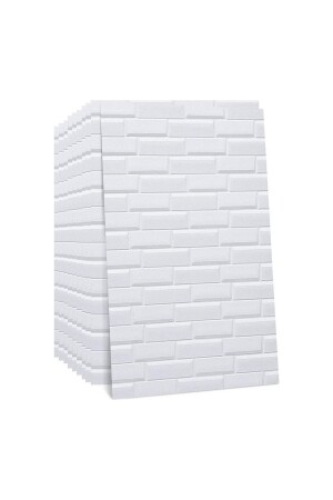 50x35 Cm 0-17 M² Kendinden Yapışkanlı Duvar Kağıdı Esnek Köpük Paneli 3d Boyutlu Piramit Desen Beyaz - 2