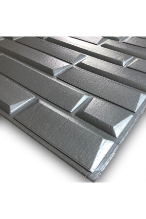 50x35 Cm 0-17 M² Kendinden Yapışkanlı Duvar Kağıdı Esnek Köpük Paneli 3d Boyutlu Piramit Desen Gümüş - 2