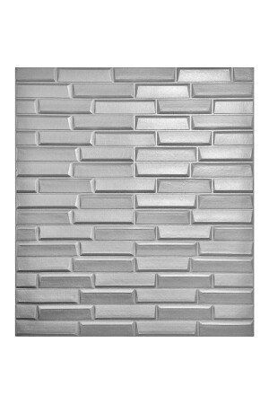 50x35 Cm 0-17 M² Kendinden Yapışkanlı Duvar Kağıdı Esnek Köpük Paneli 3d Boyutlu Piramit Desen Gümüş - 5