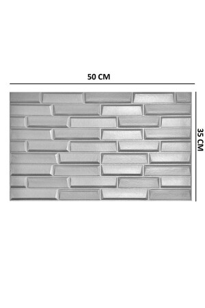 50x35 Cm 0-17 M² Kendinden Yapışkanlı Duvar Kağıdı Esnek Köpük Paneli 3d Boyutlu Piramit Desen Gümüş - 6