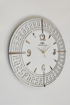خطوط منقوشة من النطاقات النيجستيرية الأبيض والذهبية رقم تركي 50x50 سم ساعة جدار صامتة - Asse Tasarım