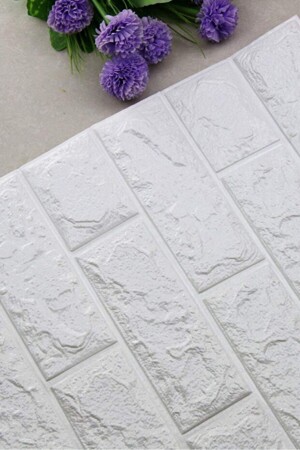 50x50cm(0-25M2) Kendinden Yapışkanlı Beyaz Esnek Sünger Beyaz Tuğla Duvar Kağıdı Paneli Köpük - 4