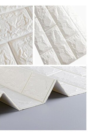 50x50cm(0-25M2) Kendinden Yapışkanlı Beyaz Esnek Sünger Beyaz Tuğla Duvar Kağıdı Paneli Köpük - 5