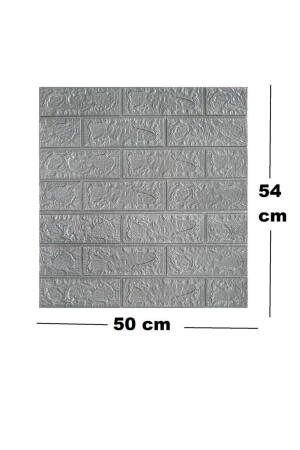 50x54 Cm 0-27 M² Gri Silinebilir Kendinden Yapışkanlı Duvar Kağıdı Esnek Panel 3d Tuğla Desen - 2