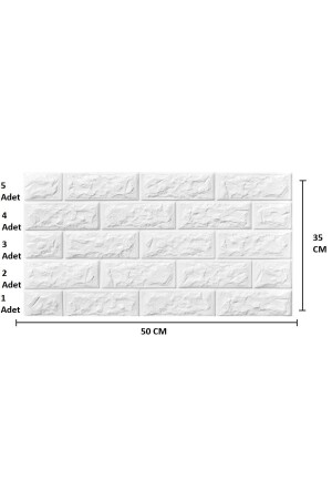 50x7 Cm Beyaz Kendinden Yapışkanlı Duvar Kağıdı Esnek Köpük Paneli 3d Boyutlu Tuğla Desen - 7