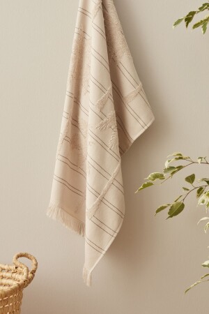 منز - شاب دينيم النخيل منشفة الوجه 50x90 سم بيج 200 22. 14. 0238 - Karaca Home