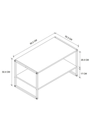 50x90 Couchtisch aus Metall, rechteckiger Couchtisch mit Ablage, Couchtisch aus Kiefernholz, Bfg-50x90-Couchtisch - 4