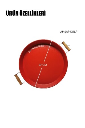 51 cm schwarz 37 cm rot 2-teiliges rundes Metalltablett Präsentationstablett Tee-Kaffee-Tablett 37ve51cm - 7