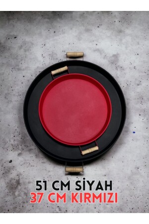 51 Cm Siyah 37 Cm Kırmızı 2 Li Metal Yuvarlak Tepsi Sunum Tepsisi Çay Kahve Tepsisi 37ve51cm - kitchen trend
