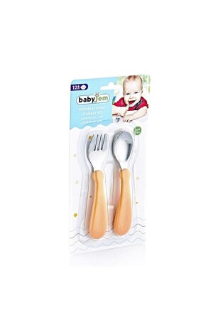 Gabel-Löffel-Set aus Edelstahl 522 / Lachs 0530 - Babyjem
