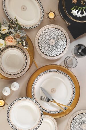 (منز-إنسي) العظام (كاليبسو) 53 قطعة ذهبية مزينة عشاء مجموعة 12048 - Kütahya Porselen