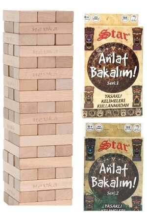 54 Parça Jenga,denge Oyunu Ve Anlat Bakalım Tabu Seri 1-2 Kartları Özel Takım 45G888833 - 3