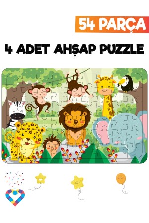 54-teiliges 4-teiliges Kinderpuzzle aus Holz - 5