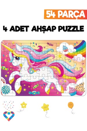 54-teiliges 4-teiliges Kinderpuzzle aus Holz - 6