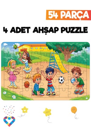 54-teiliges 4-teiliges Kinderpuzzle aus Holz - 4