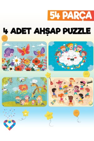 54-teiliges 4-teiliges Kinderpuzzle aus Holz - 3