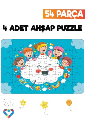 54-teiliges 4-teiliges Kinderpuzzle aus Holz - 4