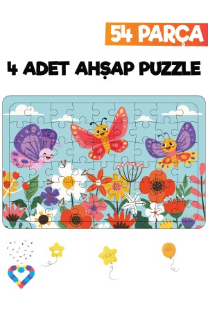 54-teiliges 4-teiliges Kinderpuzzle aus Holz - 7