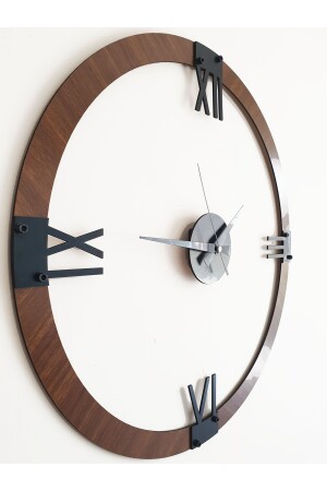 55 cm große 3D-Wanduhr mit römischen Ziffern aus Walnussholz mit geräuschlosem Fließmechanismus GS 55 cm große WANDUHR AUS WALNUSSSCHWARZ - 2