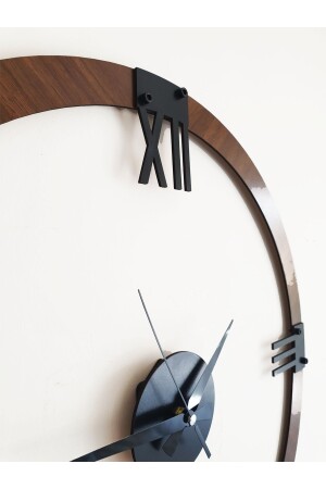 55 cm große 3D-Wanduhr mit römischen Ziffern aus Walnussholz mit geräuschlosem Fließmechanismus GS 55 cm große WANDUHR AUS WALNUSSSCHWARZ - 3