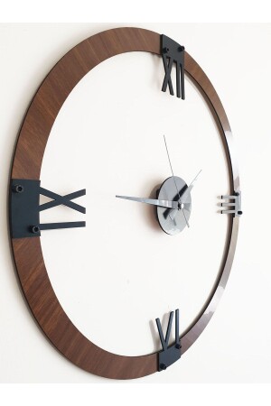 55 cm große 3D-Wanduhr mit römischen Ziffern aus Walnussholz mit geräuschlosem Fließmechanismus GS 55 cm große WANDUHR AUS WALNUSSSCHWARZ - 1