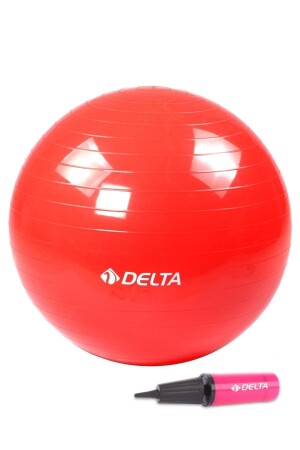 55 cm Kırmızı Deluxe Pilates Topu Ve Çift Yönlü Pompa Seti - 1