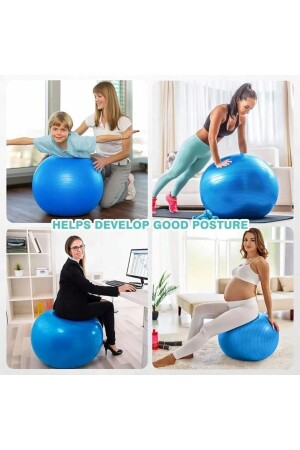 55 cm Pilates Topu Dayanıklı Yoga Pilates Egzersiz Topu Ve Şişirme Pompası - 4