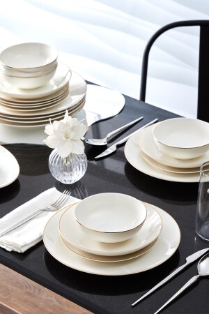 (مينز-إسبلتو) الذهب 56 قطعة عشاء عظام جديد لـ 12 شخصًا - Karaca