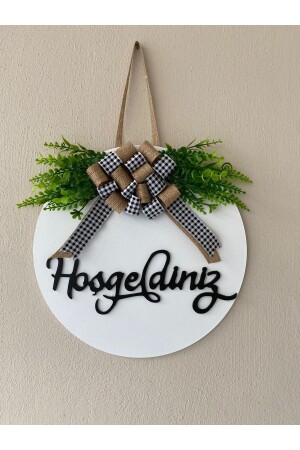 زينة باب منازل (منز) تحفية بيضاء مع أوراق من 58 إلى 58 - HOBİ55