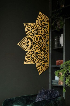 58*110 Cm - Altın- Metal Islami Desenli Mandala Duvar Tablosu - Islami Desenli Metal Tablo - Wam163 - 2