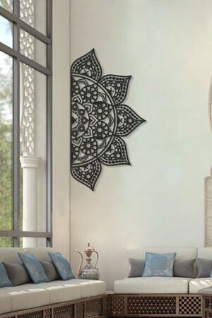 58*110 Cm - Siyah - Metal Islami Desenli Mandala Duvar Tablosu - Islami Desenli Metal Tablo - Wam163 - 2