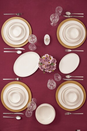 (منز-ستريملاين هول جولد 59 قطعة (مجموعة عشاء البورتسلاين لـ 12 شخصًا - Karaca