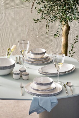 (منز-ستريملاين فالن 59 قطعة عشاء عظمي جديد لـ 12 شخصًا - Karaca