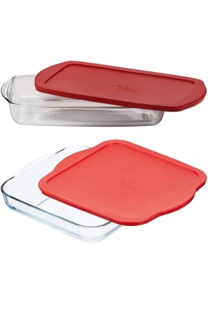 مجموعة من قناع ميسورية من قناع بيريكس الأحمر المستطيل ومربع مع قناع بيسباخشي 59024 و 59006 - Paşabahçe