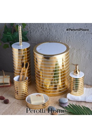 5-teiliges Gold-Weiß-Badezimmer-Set 14759/GOLD-WEIß - Perotti