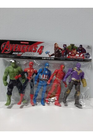 5'li Hulk - Spider-man - Captain America - Iron-man - Thanos Figürlü Yenilmezler Oyun Seti - 1