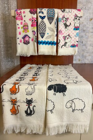 5'li Saçaklı Pamuklu 40x60 cm Baskılı Havlu Seti El Yüz Mutfak Havlusu Yumuşak Desenli Su Emici Set HAVLU-SET-40x60 - CNR Garden