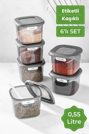 حاوية تخزين الطعام مربعة مع ملعقة من 6 حجم صغير 0.55 لتر انتراكيت VNVFOLY6LI055L - Vienev
