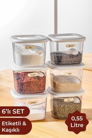 حاوية تخزين الطعام مربعة مع ملعقة من 6 حجم صغير 0.55 لتر أبيض VNVFOLY6LI055L - Vienev