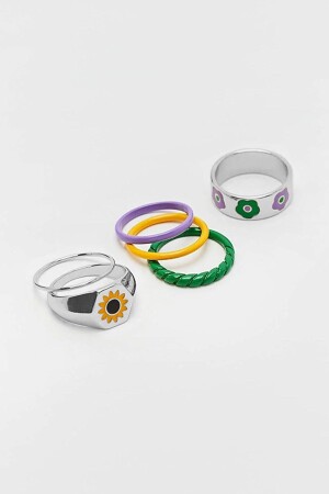 مجموعة من 6 حلقات من الميكروبات 0601 لون الفضة - Ervalina