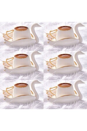 مجموعة من 6 كوبات قهوة من الفورسلين الذهبية مجموعة عائلة08 - family kitchen