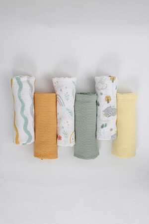 مجموعة من 6 ملابس ومغطيات ومغطيات ومسطحات من القطن متعددة الأغراض 100% مع 3 ألوان مختلفة و 3 أنماط مختلفة ZTC100 - LUCKKA