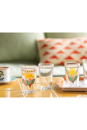 مجموعة من النظارات الزهرية الغريبة من 6 نظارات قهوة 110 مل الوردي - البرتقالي - English Home