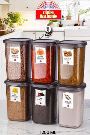 مجموعة من 6 علبة مع علامات مربعة حاويات تخزين الطعام 1200 مل - وعاء منظمة مع غطاء صلب TYC00733042458 - Kitchen Life