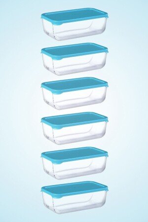 مجموعة من 6 حاويات تخزين صناديق الثلج 1200cc زرقاء مع غطاء PB6X53743-M - Paşabahçe