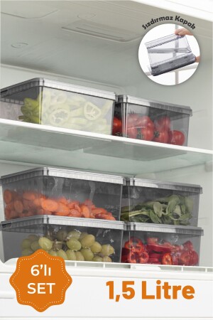 مجموعة من 6 1-5 لترات كتلة حاويات تخزين مقاومة للتسرب أنتراتيكيت - Vienev