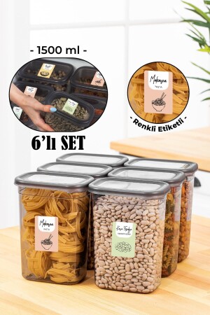 مجموعة ملصقة من 6 حاويات تخزين مستطيلة بيجي 1500 مل أنتراتيت RNKLPGGY6LI1500 - Vienev